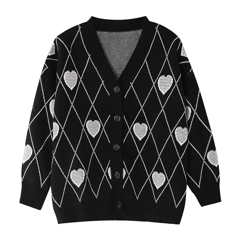 Heart Jacquard Loose Sweater for Women