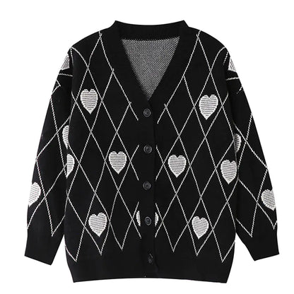 Heart Jacquard Loose Sweater for Women