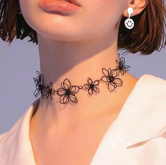Floral Choker Necklace for Women - Short Neck Chain