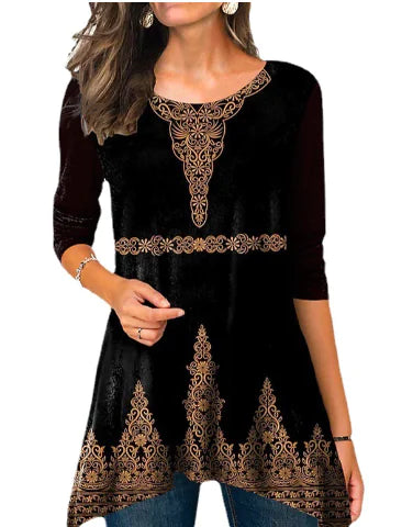 Plus Size Women's Floral Print Round Neck Dress - Trendy Attic Store01