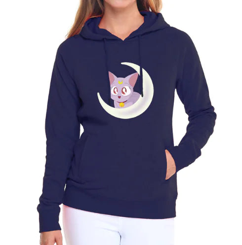 Women's Hooded Sweatshirt with Fleece Cat Design