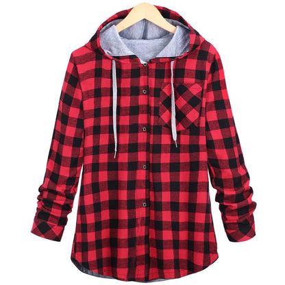 Multicolor Checked Hooded Cardigan for Women - Trendy Attic Store01