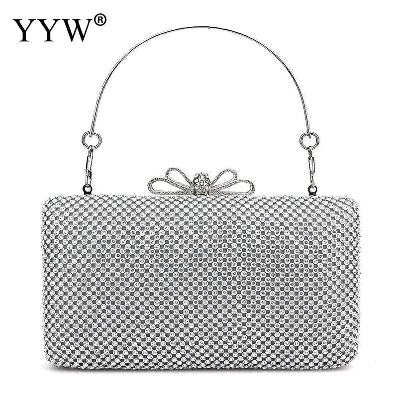 Silver Glitter Evening Clutch Purse for Women