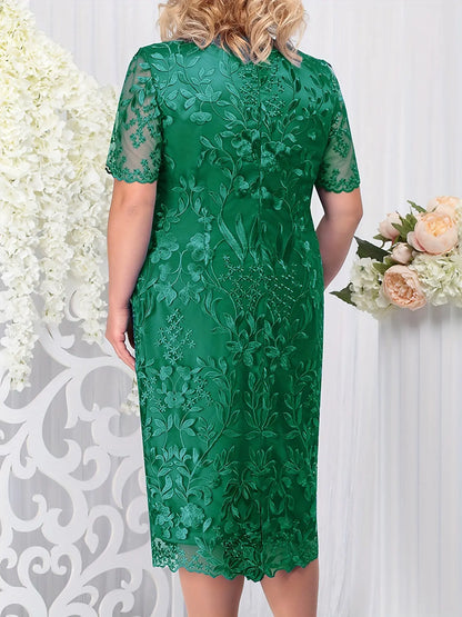 Plus Size Spring Summer Women's Lace Cocktail Dress