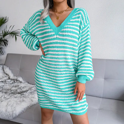 Stylish Striped Knit Dress