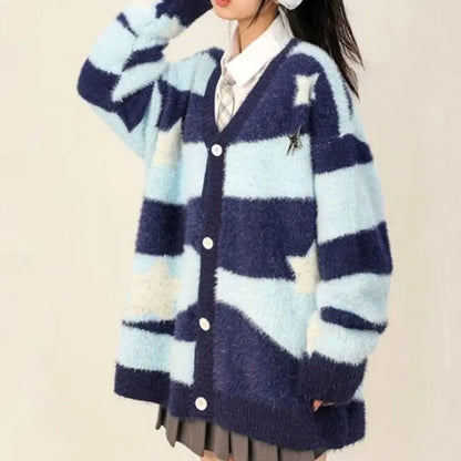 Y2K Preppy Cardigan Sweater for Women - Vintage Style