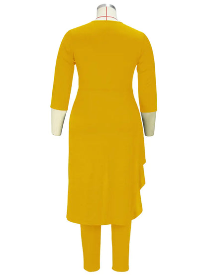 Plus Size Women's Casual Two Piece Set - Top & Pants