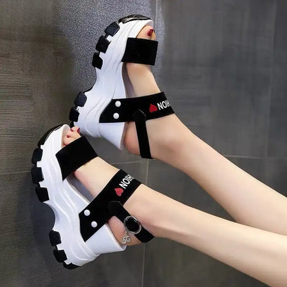 Women's Platform Wedge Sandals with 10cm High Heels