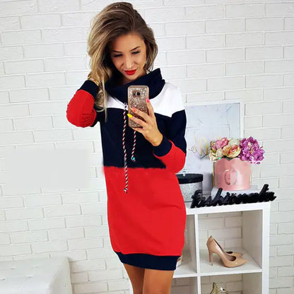 Hooded Knit Dress, Sweatshirt Dress, Long Sleeve Dress