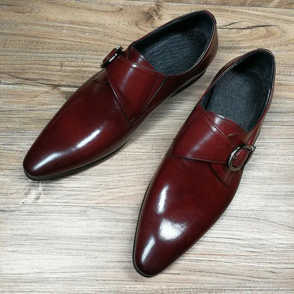 Pointed Toe Business Leather Buckle Shoes for Men