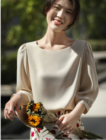 Silky Satin Half Sleeve T-Shirt for Women