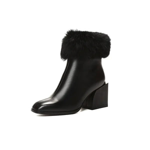 Botas de piel genuina para mujer con tacón grueso