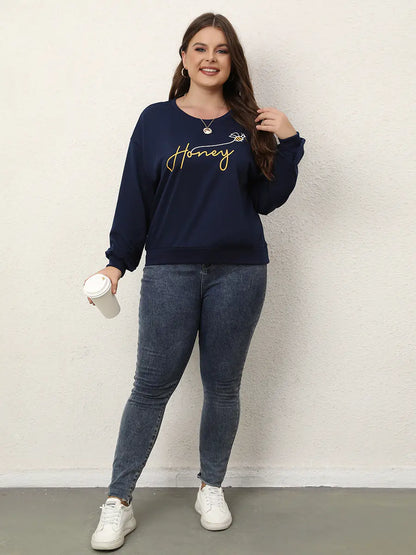Floral Print Thermal Lined Plus Size Sweatshirt