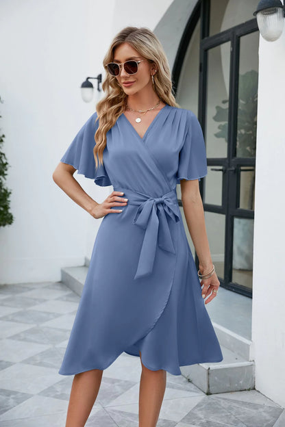 V-Ausschnitt Maxikleid mit Schlitz