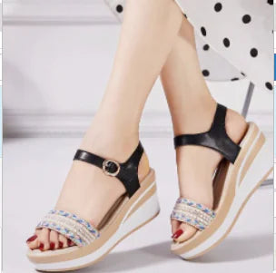 Wedge Platform Sandals with Rhinestones (One Pair)