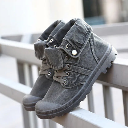 High-Top Canvas Platform Shoes