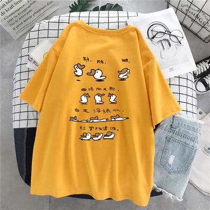 Plus Size Cotton T-Shirt for Women - Loose Fit Summer Top