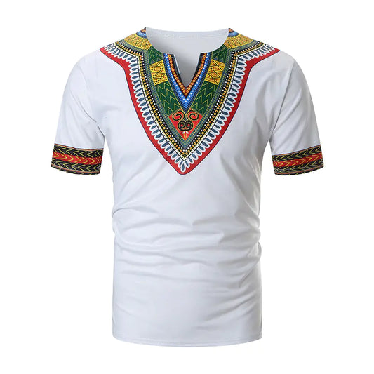 Men's Ethnic Style V-Neck Short Sleeve T-Shirt