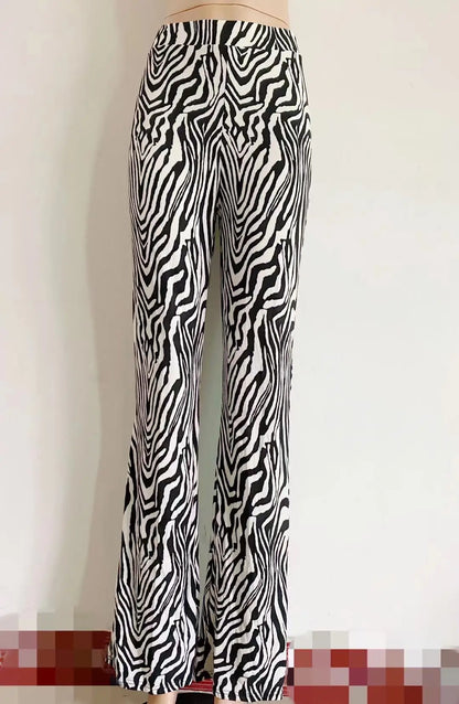 Zebra Print Wide Leg Pants - Trendy Attic Store01