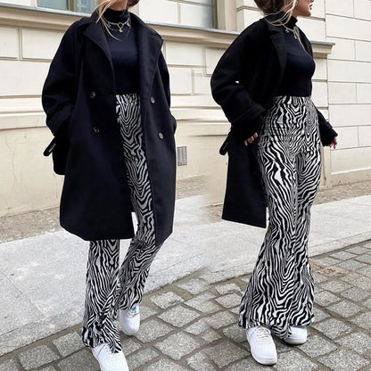 Zebra Print Wide Leg Pants - Trendy Attic Store01