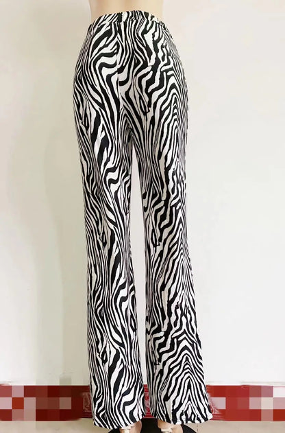Zebra Print Wide Leg Pants