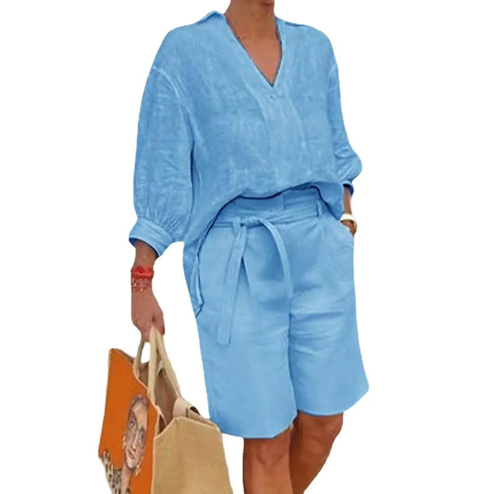 Women's Cotton Linen Casual Two-Piece Set