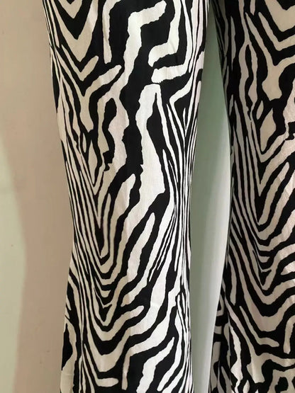 Zebra Print Wide Leg Pants