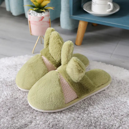 Thickened Rabbit Fur Indoor Home Slippers