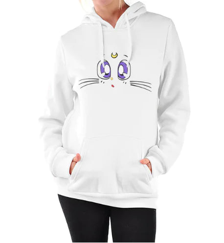 Women's Hooded Sweatshirt with Fleece Cat Design