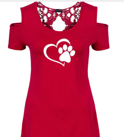 Printed Sweatshirt, Round Neck Short Sleeve, Off-Shoulder