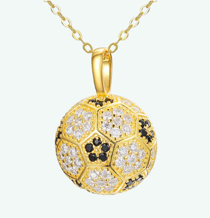 S925 Silver Moissanite Football Pendant Necklace