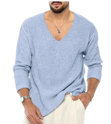 Men's Long Sleeve V-Neck Independent Sweater