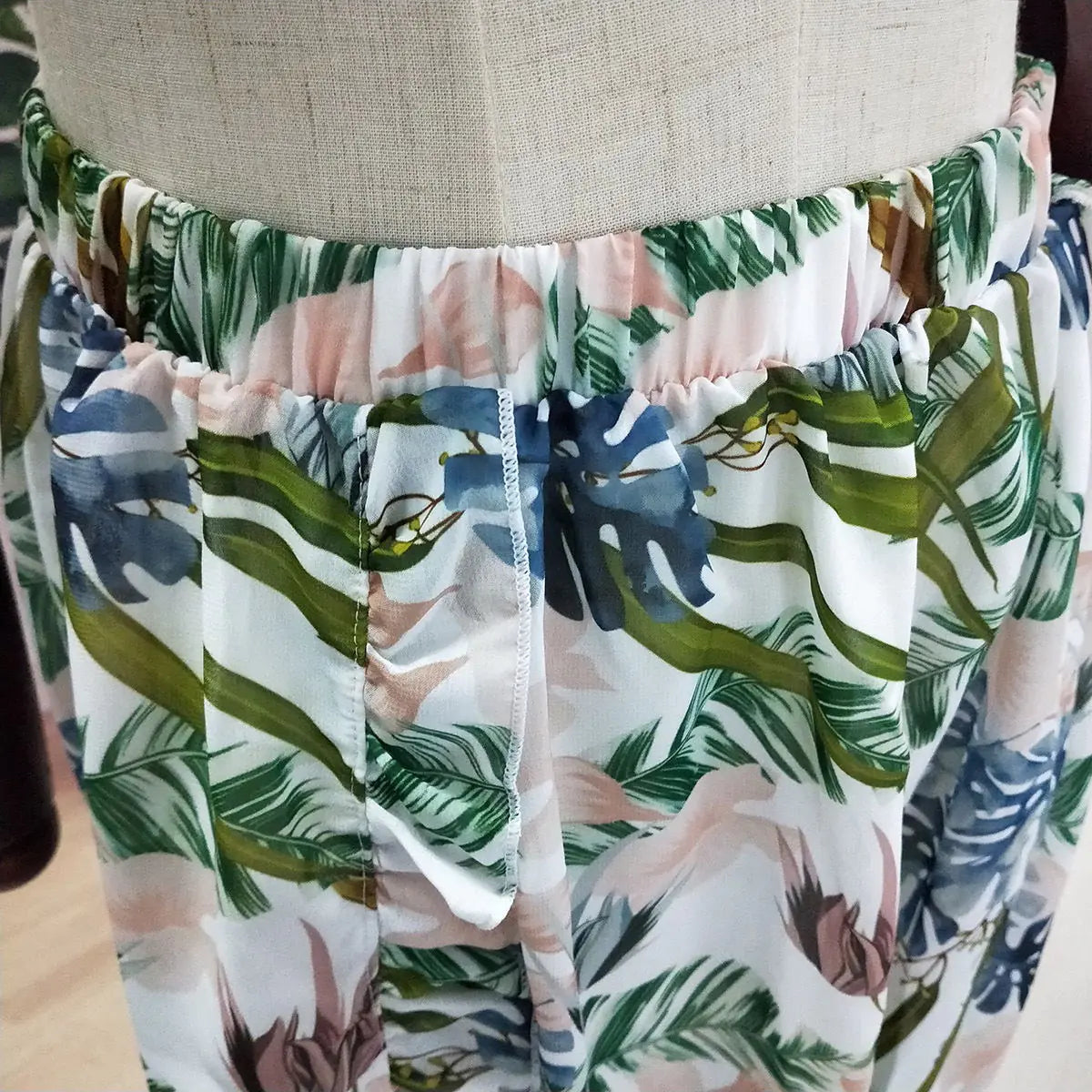 Leaf Print Bikini Set - Sexy Backless Swimwear