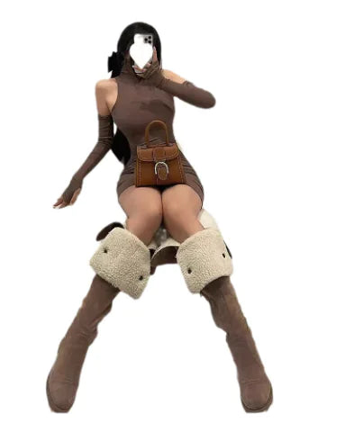 Spring Sexy Turtleneck Halter Dress for Women