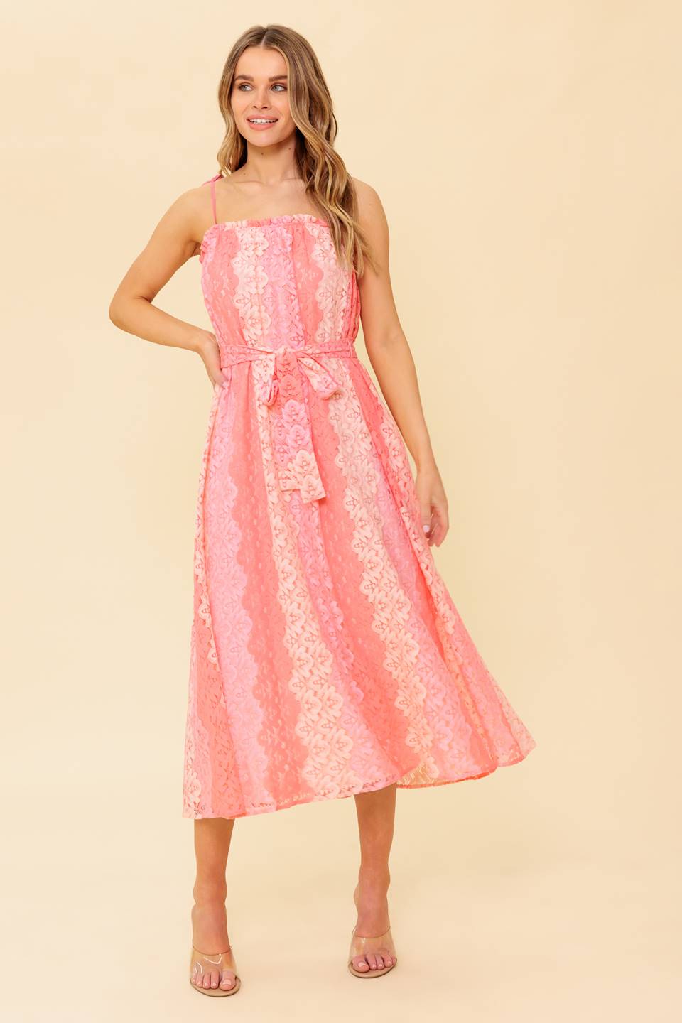 TAILOR MADE FOR YOU WOVEN LACE MIDI DRESS