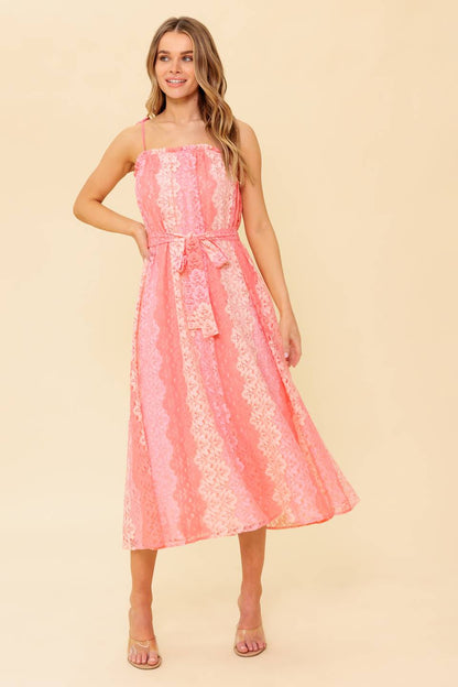 TAILOR MADE FOR YOU WOVEN LACE MIDI DRESS