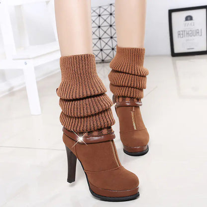 New Women's Korean Style High Heel Knee-High Boots