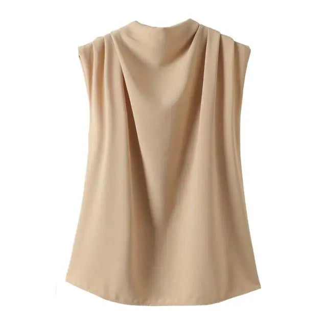 Women's Sleeveless Solid Color Round Neck Shirt