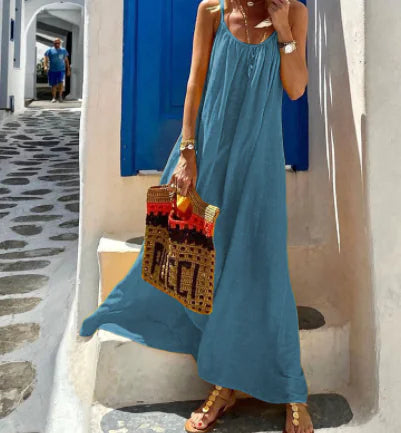 Halter Cotton and Linen Dress for Women