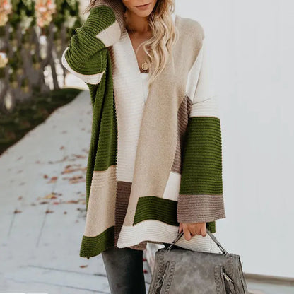 Women's  Geometric Color Block Cardigan