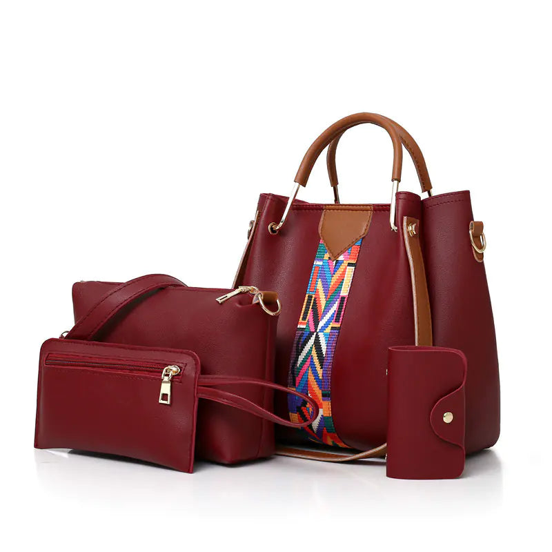 Fashionable Women's Handbag Set with Shoulder Bag (4 Pcs)