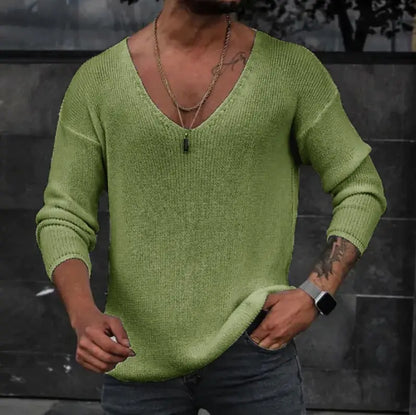Men's Long Sleeve V-Neck Independent Sweater
