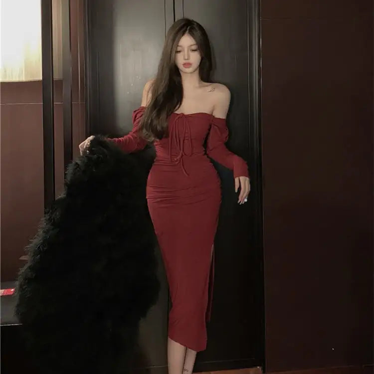 Hanging Neck Off Shoulder Dress for Women