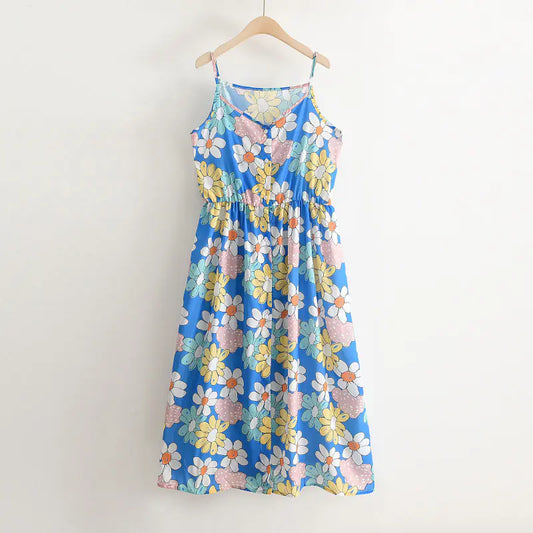 Floral Print Suspender Skirt for Girls
