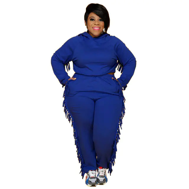 Plus Size Women's Fall Two Piece Set with Hoodie