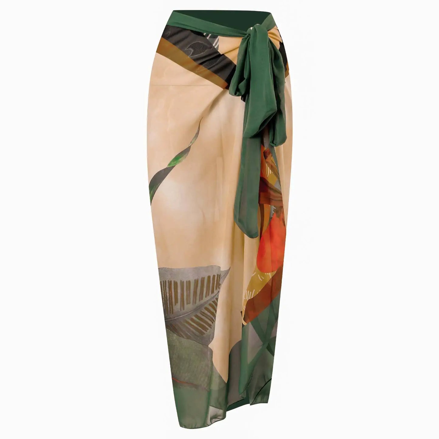 Plus Size Backless Swimsuit with Chiffon Beach Skirt