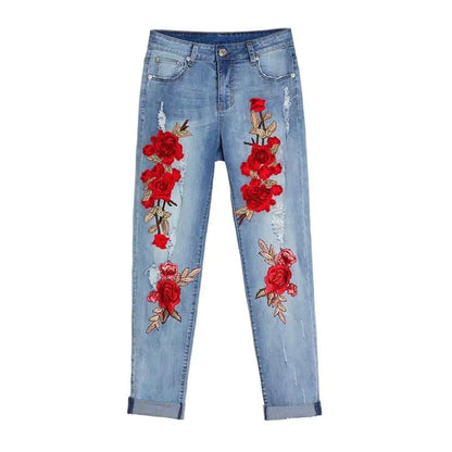 Plus Size Loose Hole Summer Jeans for Women