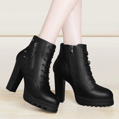 Women's Chunky Heel Waterproof Platform Martin Boots