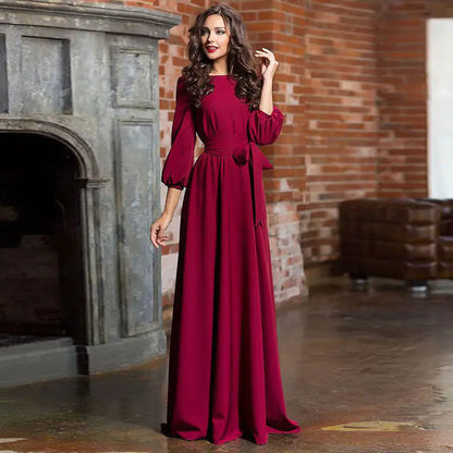 Bohemian Long Sleeve Maxi Dress with Lantern Sleeves