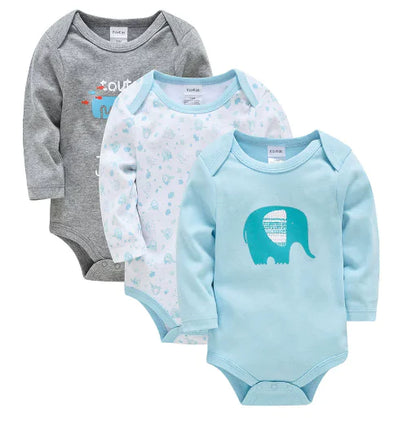 Langarm-Babybody aus Baumwolle, 3er-Set (1 Stück)